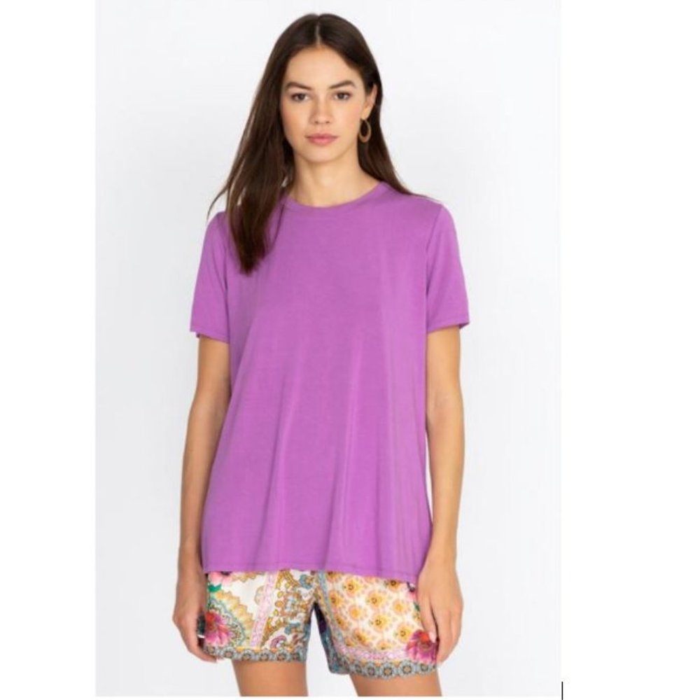 Johnny Was Iris Favorite S/S Crew Neck Swing Tee in Lavender - Size Small - NWT